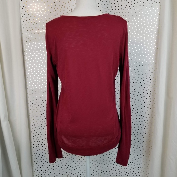 Splendid | Burgundy Long Sleeve Burnout Tee - Picture 4 of 5
